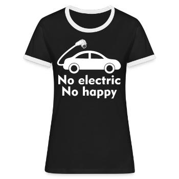 Electric Car Electric Vehicle - Women's Ringer T-Shirt - black/white - Front - Selfina (174cm)