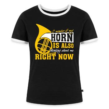 French Horn Music - Frauen Kontrast-T-Shirt - Schwarz/Weiß - Vorne - Selfina (174cm)