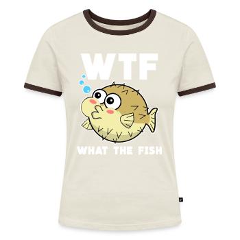 Blague sur le poisson-globe avec le poisson-globe - T-shirt contrasté Femme - bleu/blanc - Devant