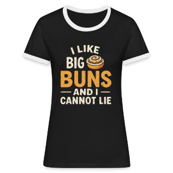 Ich mag große Brötchen - Frauen Kontrast-T-Shirt - Schwarz/Weiß - Vorne - Selfina (174cm)