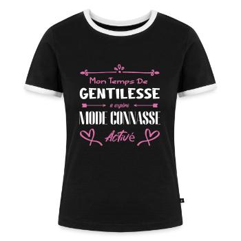 Mon temps de gentillesse a expiré - T-shirt contrasté Femme - noir/blanc - Devant - Selfina (174cm)