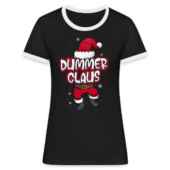 Dummer Claus Weihnachtsmann Kostüm Familien Outfit - Frauen Kontrast-T-Shirt - Schwarz/Weiß - Vorne - Selfina (174cm)