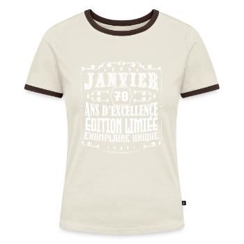 Vintage Janvier 78 ans. anniversaire janvier. - T-shirt contrasté Femme - bleu/blanc - Devant