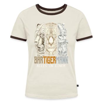 Bärtigermann Bär Tiger Mann Geschenk Bart - Frauen Kontrast-T-Shirt - Blau/Weiß - Vorne