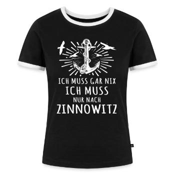Zinnowitz - Frauen Kontrast-T-Shirt - Schwarz/Weiß - Vorne - Selfina (174cm)