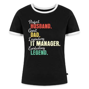 Papa responsable informatique - T-shirt contrasté Femme - noir/blanc - Devant - Selfina (174cm)