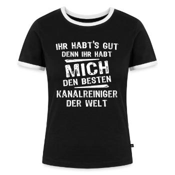 Kanalreiniger - Frauen Kontrast-T-Shirt - Schwarz/Weiß - Vorne - Selfina (174cm)