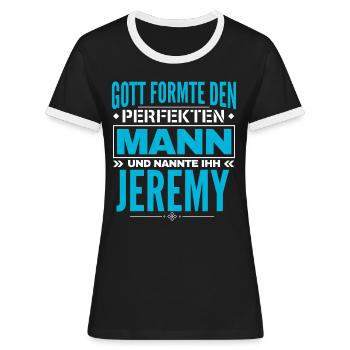 Jeremy Name Design - Frauen Kontrast-T-Shirt - Schwarz/Weiß - Vorne - Selfina (174cm)
