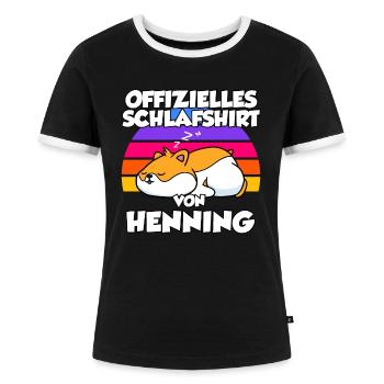 Official Sleep Shirt by Henning - Women's Ringer T-Shirt - black/white - Front - Selfina (174cm)