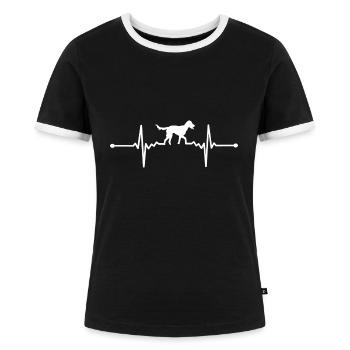 Petit Münsterländer - Petit Münsterländer - T-shirt contrasté Femme - noir/blanc - Devant - Selfina (174cm)