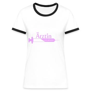Le médecin charge des études de médecine pour un étudiant - T-shirt contrasté Femme - bleu/blanc - Devant