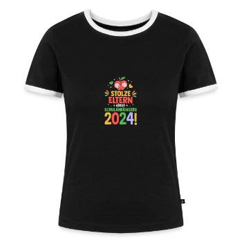 Eltern Schulkind Grundschule Erste Klasse Einschul - Frauen Kontrast-T-Shirt - Schwarz/Weiß - Vorne - Selfina (174cm)