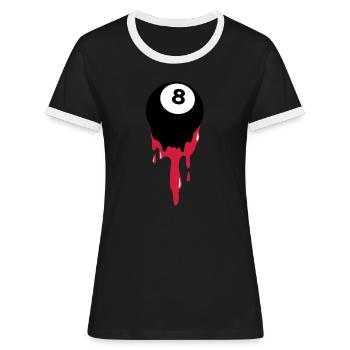 saignements huit 8 balle de billard ou au snooker - T-shirt contrasté Femme - noir/blanc - Devant - Selfina (174cm)