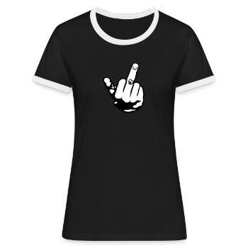 Finger - Frauen Kontrast-T-Shirt - Schwarz/Weiß - Vorne - Selfina (174cm)