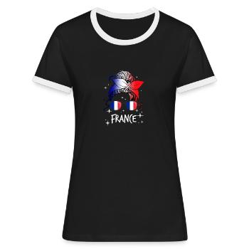 France - T-shirt contrasté Femme - noir/blanc - Devant - Selfina (174cm)