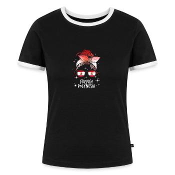 Polynésie française - T-shirt contrasté Femme - noir/blanc - Devant - Selfina (174cm)
