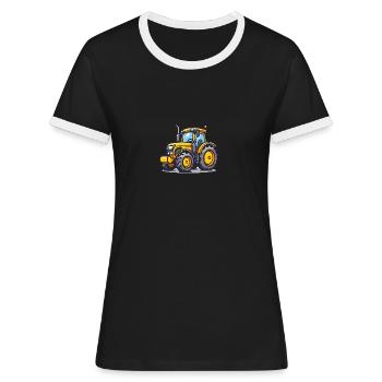 Niedlicher Traktor - Frauen Kontrast-T-Shirt - Schwarz/Weiß - Vorne - Selfina (174cm)