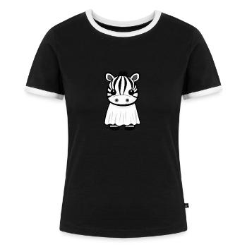 Zebra Halloween Lustig Geist - Frauen Kontrast-T-Shirt - Schwarz/Weiß - Vorne - Selfina (174cm)