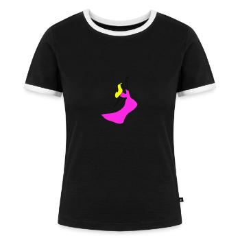 Princess / Dancer - Customizable Motif Colors - Women's Ringer T-Shirt - black/white - Front - Selfina (174cm)