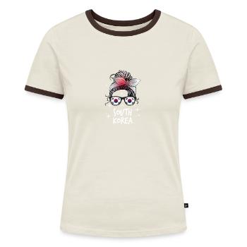 Corée du Sud - T-shirt contrasté Femme - bleu/blanc - Devant