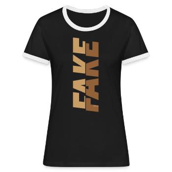 Fake superscript - Women's Ringer T-Shirt - black/white - Front - Selfina (174cm)
