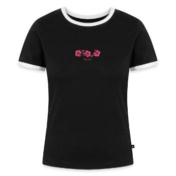 Florida Hibiskusblüte - Frauen Kontrast-T-Shirt - Schwarz/Weiß - Vorne - Selfina (174cm)