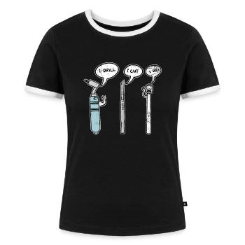 Dentiste dentiste - T-shirt contrasté Femme - noir/blanc - Devant - Selfina (174cm)