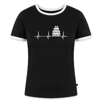 40. Geburtstag - Frauen Kontrast-T-Shirt - Schwarz/Weiß - Vorne - Selfina (174cm)