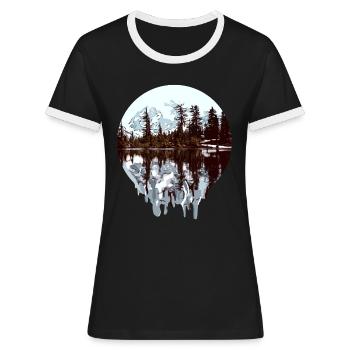 Natur - Alaska - Wildnis - Frauen Kontrast-T-Shirt - Schwarz/Weiß - Vorne - Selfina (174cm)