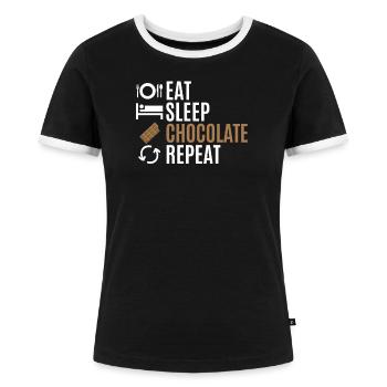 Schokolade - Frauen Kontrast-T-Shirt - Schwarz/Weiß - Vorne - Selfina (174cm)