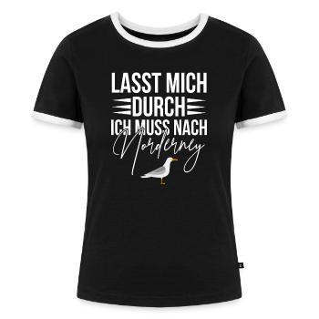 Norderney - Frauen Kontrast-T-Shirt - Schwarz/Weiß - Vorne - Selfina (174cm)
