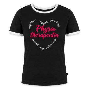 Physiotherapeutin Physio Damen Geschenk - Frauen Kontrast-T-Shirt - Schwarz/Weiß - Vorne - Selfina (174cm)