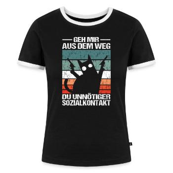 Geh Mir aus dem Weg du unnötiger Sozialkontakt - Frauen Kontrast-T-Shirt - Schwarz/Weiß - Vorne - Selfina (174cm)