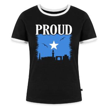 Somalia - Frauen Kontrast-T-Shirt - Schwarz/Weiß - Vorne - Selfina (174cm)