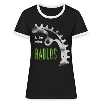 Ich bin selten radlos - Frauen Kontrast-T-Shirt - Schwarz/Weiß - Vorne - Selfina (174cm)
