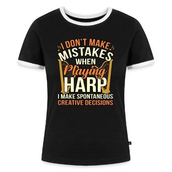 Harfe - Frauen Kontrast-T-Shirt - Schwarz/Weiß - Vorne - Selfina (174cm)