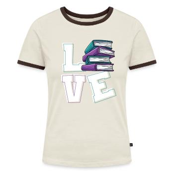 Lesen - Frauen Kontrast-T-Shirt - Blau/Weiß - Vorne