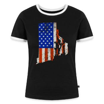 Rhode Island Home Usa flaggen geschenk - Frauen Kontrast-T-Shirt - Schwarz/Weiß - Vorne - Selfina (174cm)