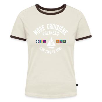 Reisemodus Polynesien - Frauen Kontrast-T-Shirt - Blau/Weiß - Vorne