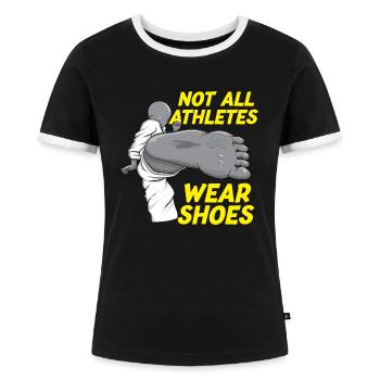Tous les athlètes ne portent pas de chaussures drôles de karaté martial - T-shirt contrasté Femme - noir/blanc - Devant - Selfina (174cm)
