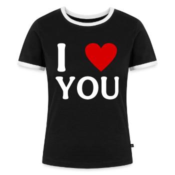 I HEART YOU - Frauen Kontrast-T-Shirt - Schwarz/Weiß - Vorne - Selfina (174cm)