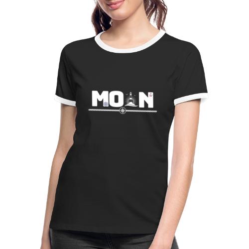 Moin Gruß mit Leuchtturm Anker Steuerrad - Frauen Kontrast-T-Shirt