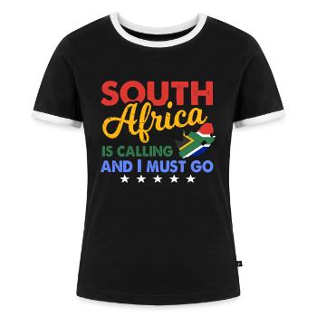 Südafrika - Frauen Kontrast-T-Shirt - Schwarz/Weiß - Vorne - Selfina (174cm)