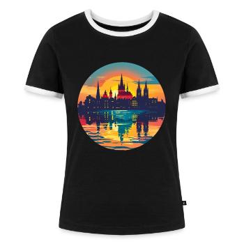 Aachen Skyline - Frauen Kontrast-T-Shirt - Schwarz/Weiß - Vorne - Selfina (174cm)