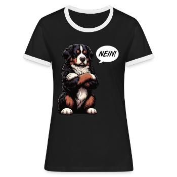 Nein Berner Sennenhund Sennenhunde Sennen Besitzer - Frauen Kontrast-T-Shirt - Schwarz/Weiß - Vorne - Selfina (174cm)