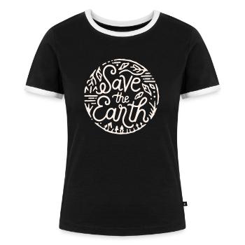 Save the earth Sauver la planète - T-shirt contrasté Femme - noir/blanc - Devant - Selfina (174cm)