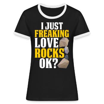 Gesteinsjagd Mineralienjäger - Frauen Kontrast-T-Shirt - Schwarz/Weiß - Vorne - Selfina (174cm)