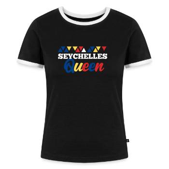 Seychellen - Frauen Kontrast-T-Shirt - Schwarz/Weiß - Vorne - Selfina (174cm)