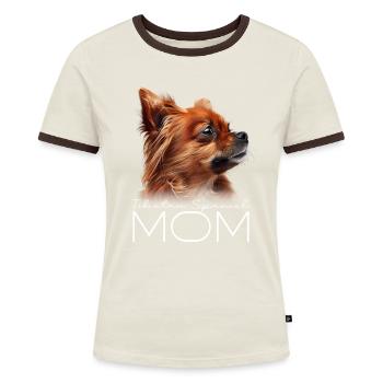 Maman épagneul tibétain - T-shirt contrasté Femme - bleu/blanc - Devant