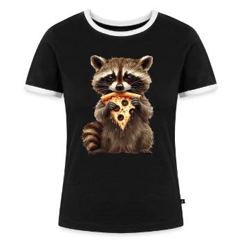 Raton laveur - T-shirt contrasté Femme - noir/blanc - Devant - Selfina (174cm)